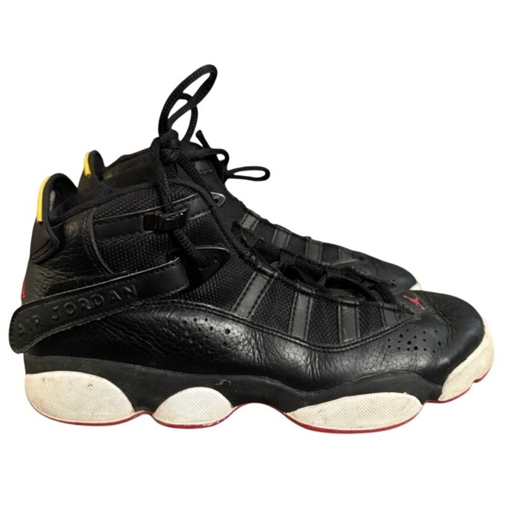 Jordan 6 Rings Black Red Yellow Basketball Sneakers 322992-071 Womens 8.5